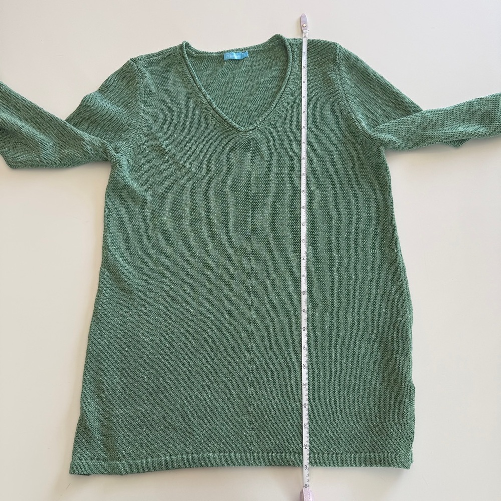 J. McLaughlin-Cotton Blend-Knit-V Roll Neck-Green-Sweater-Preppy-Costal-Size S - Picture 7 of 8